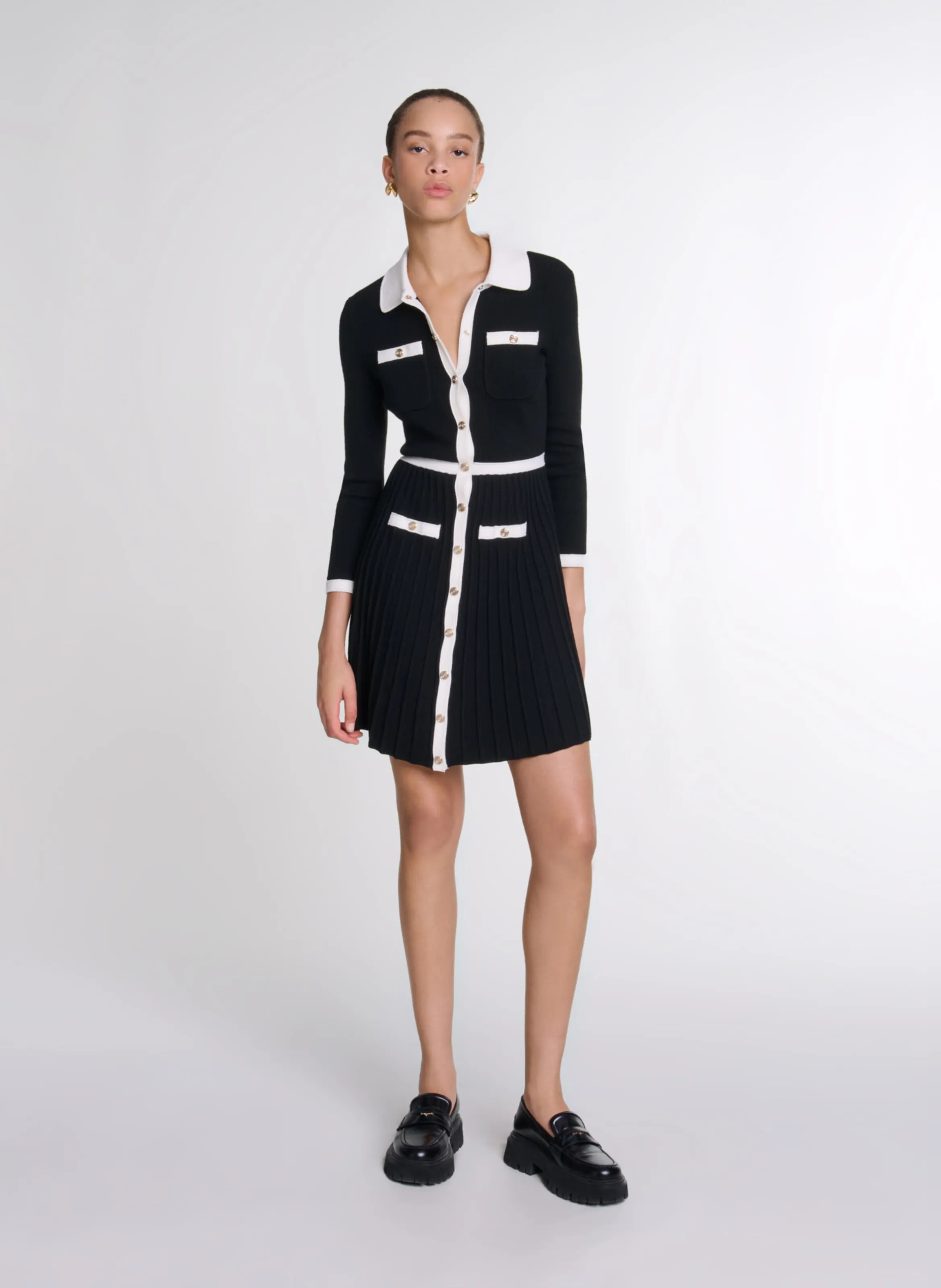 Vestido camisero corto en negro