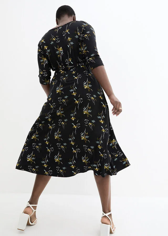 Vestido premamá/de lactancia Negro de flores