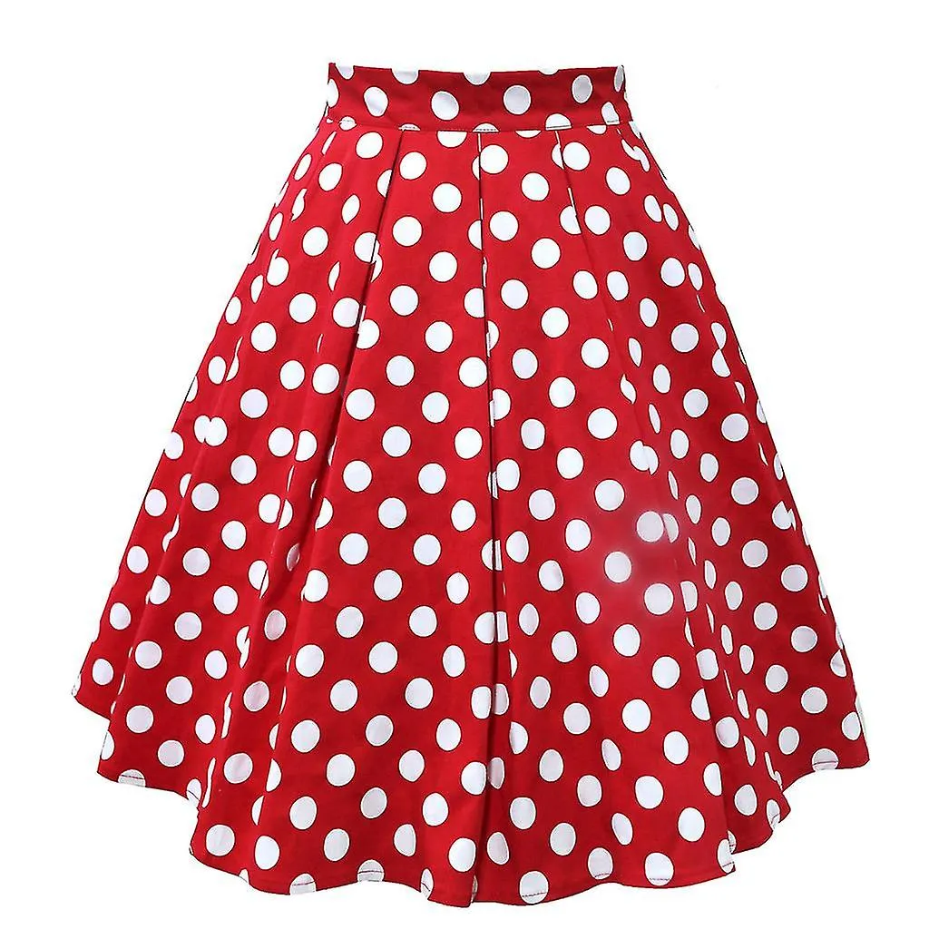 WOMEN SKIRT WOMEN VINTAGE PLEATED SKIRT POLKA DOT SKIRT ALINE PRINTED MID SKIRTS