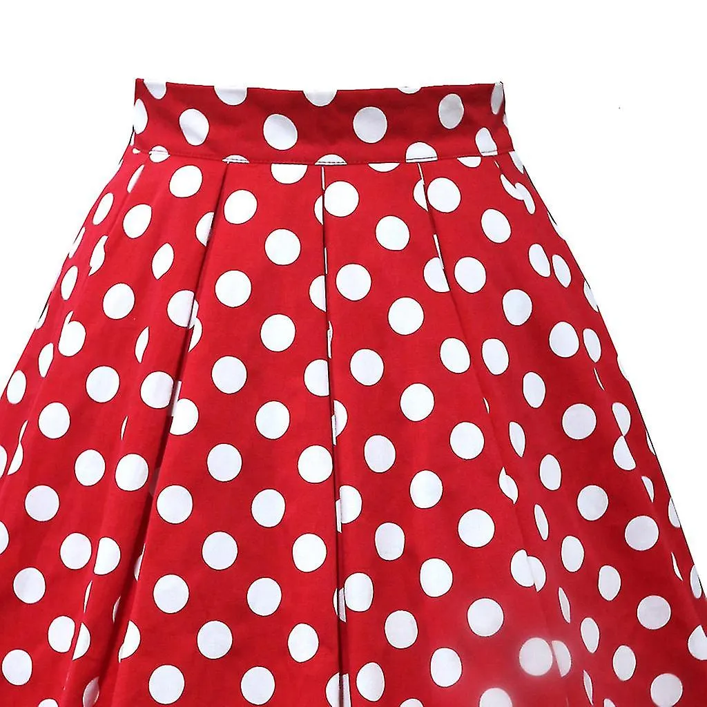 WOMEN SKIRT WOMEN VINTAGE PLEATED SKIRT POLKA DOT SKIRT ALINE PRINTED MID SKIRTS