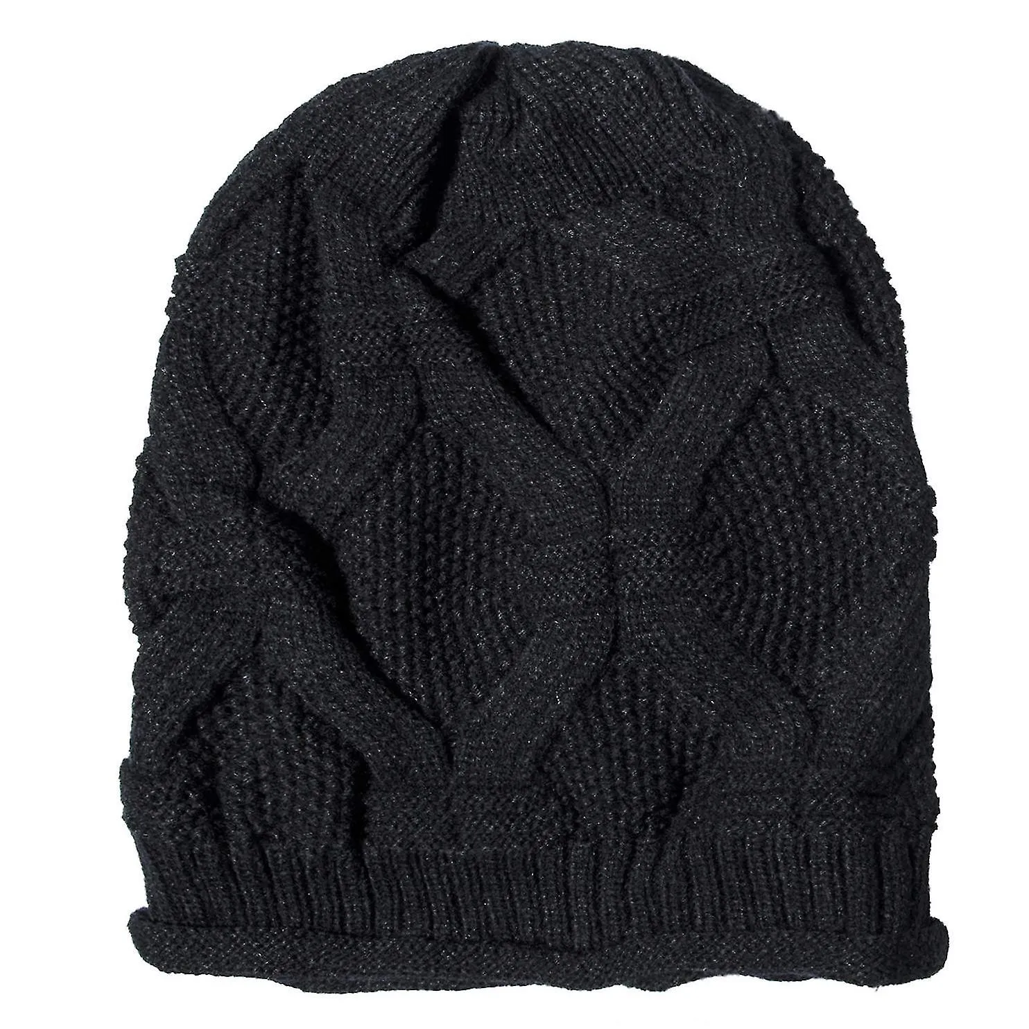 Women's Casual Beanie Winter Knitted Women's And Men's Soft Hats (2 Pieces Black + Dark Gray)