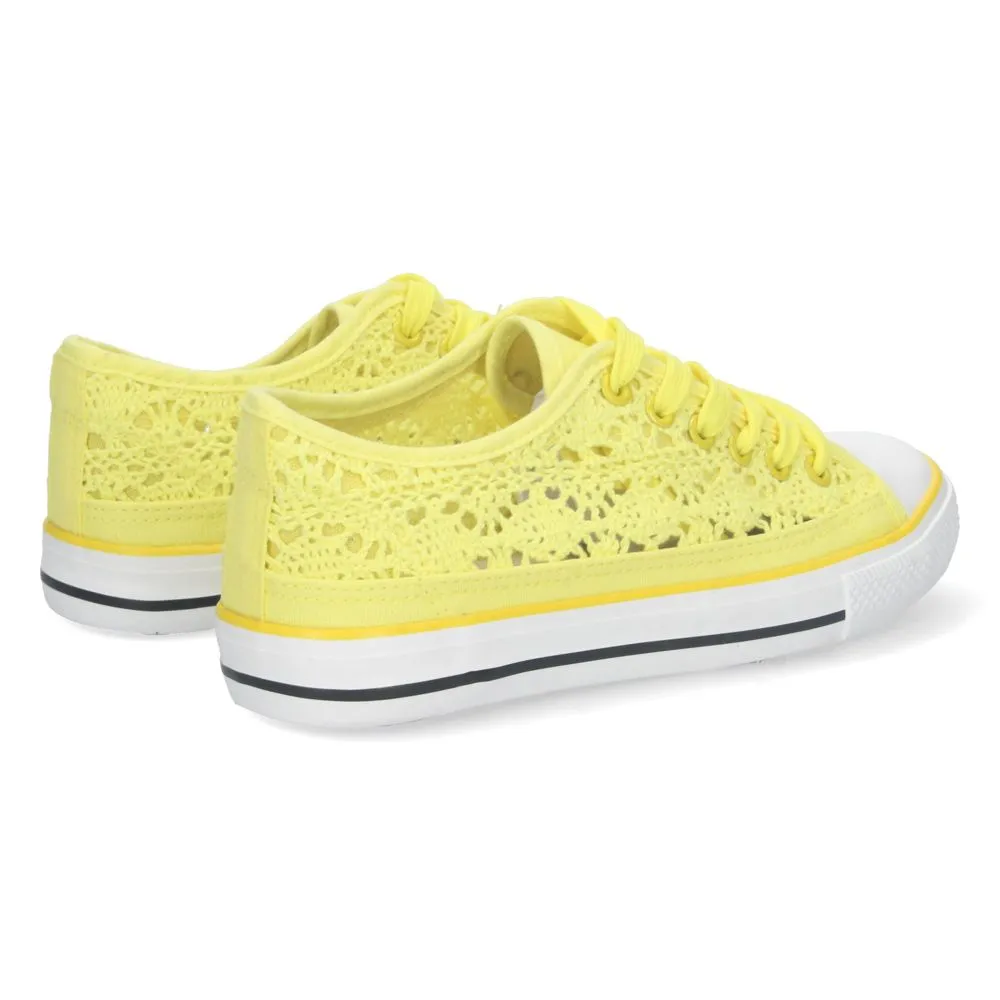 Zapatilla Plana para Mujer Cómoda Estilo Bamba con Material Bordado y Calado Transpirable y Cierre d