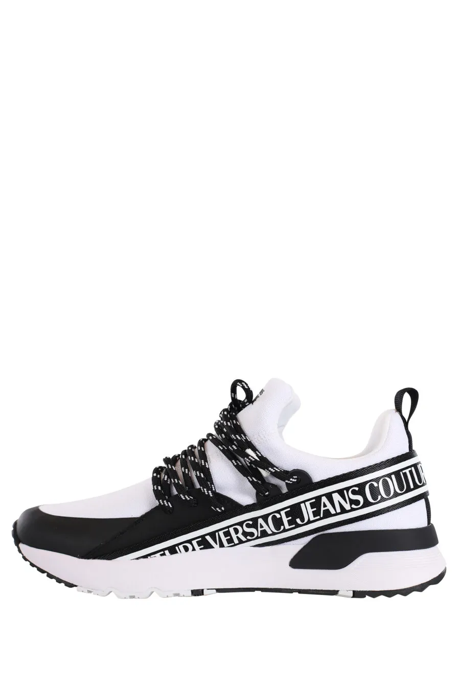 Zapatillas blancas con cordones cruzados y logo en cinta
