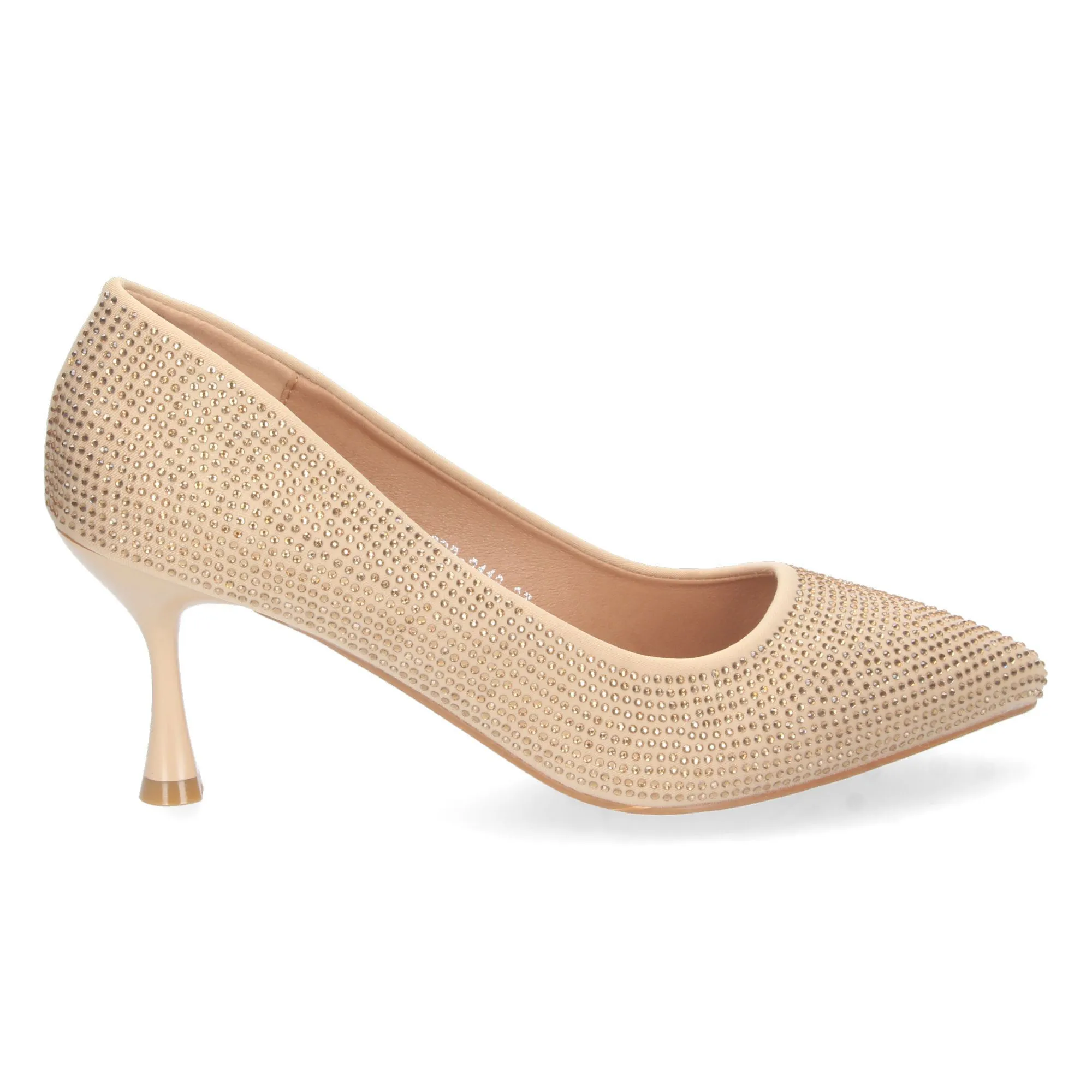 Zapato dorado de vestir tacon bajo mujer