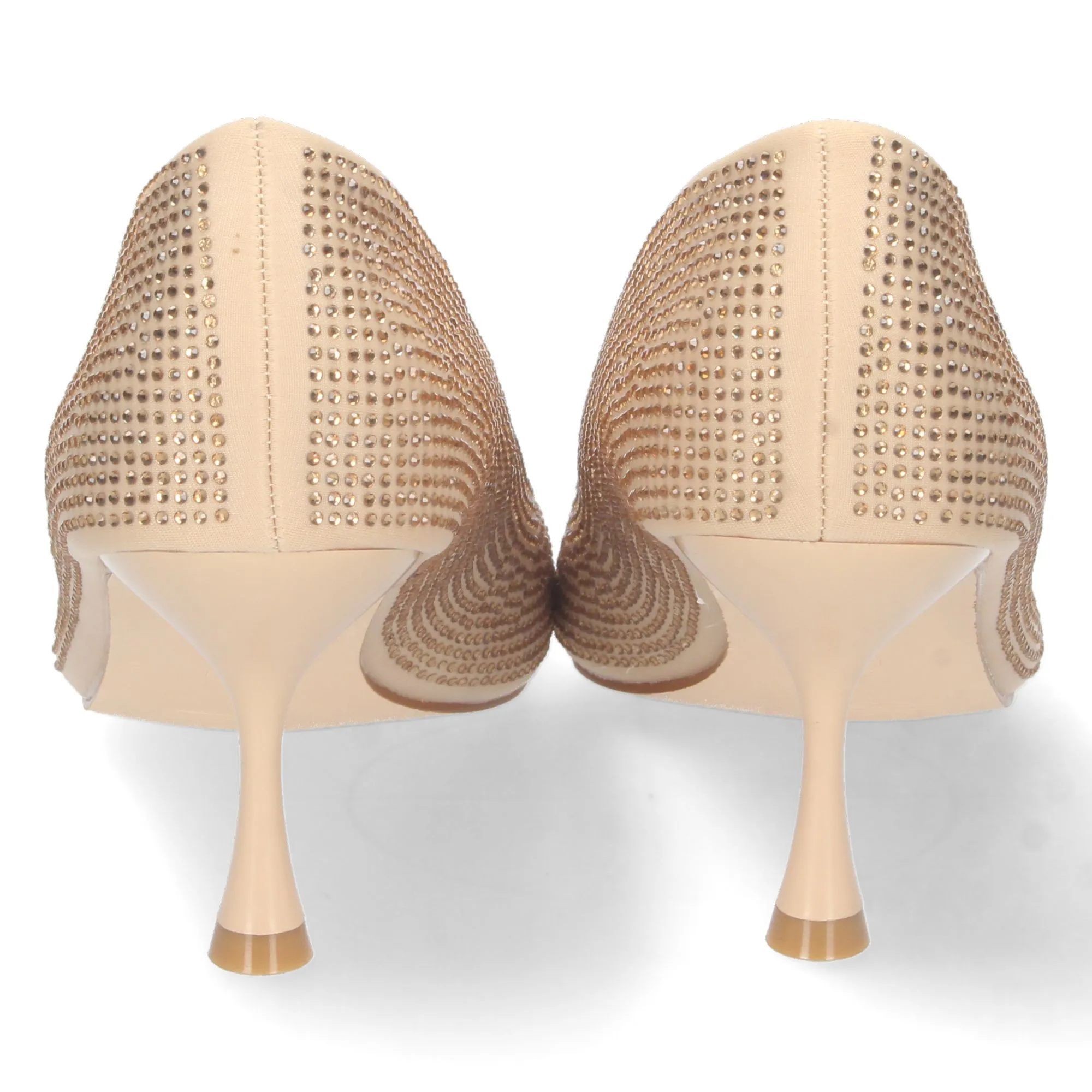 Zapato dorado de vestir tacon bajo mujer