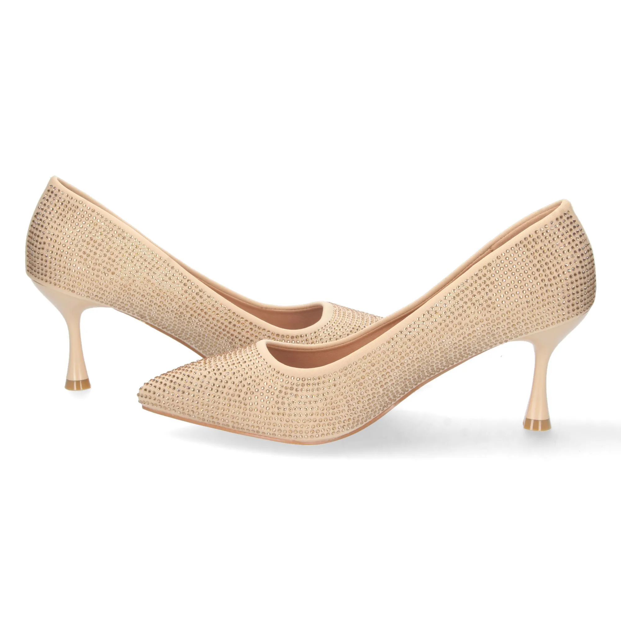 Zapato dorado de vestir tacon bajo mujer