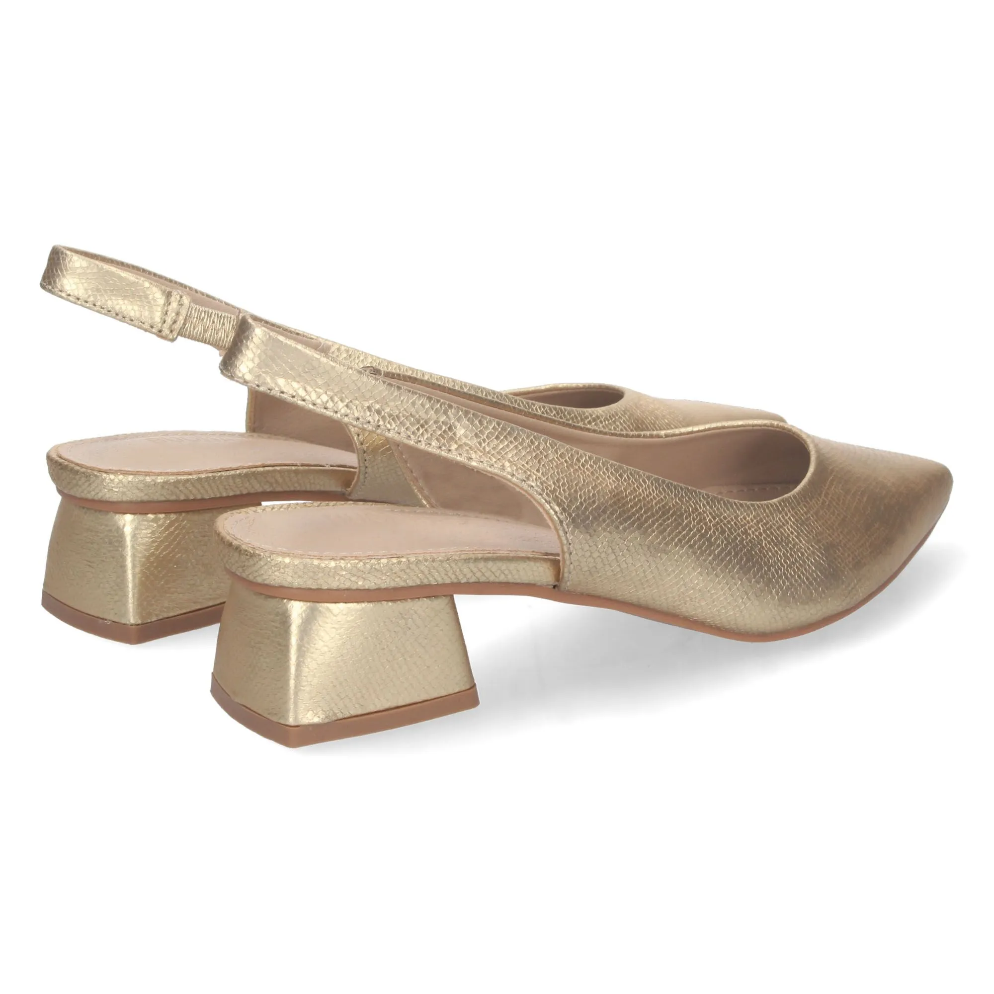 ZAPATOS DORADOS DE VESTIR TACóN BAJO CóMODO PUNTA FINA MUJER DB2360